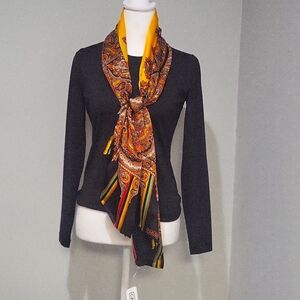 Carlisle Goldenrod silk scarf. Approximately 60" x 20"